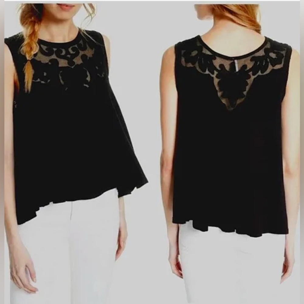 Free People Meant to Be Knit Sleeveless Tank in Black SZ S